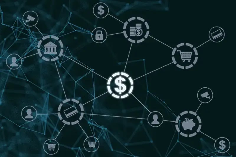 image of a dollar sign connecting to various icons
